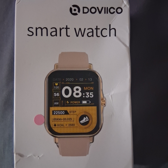 None Other - DOVIICO Pink Silicone Smartwatch with Gold Case
